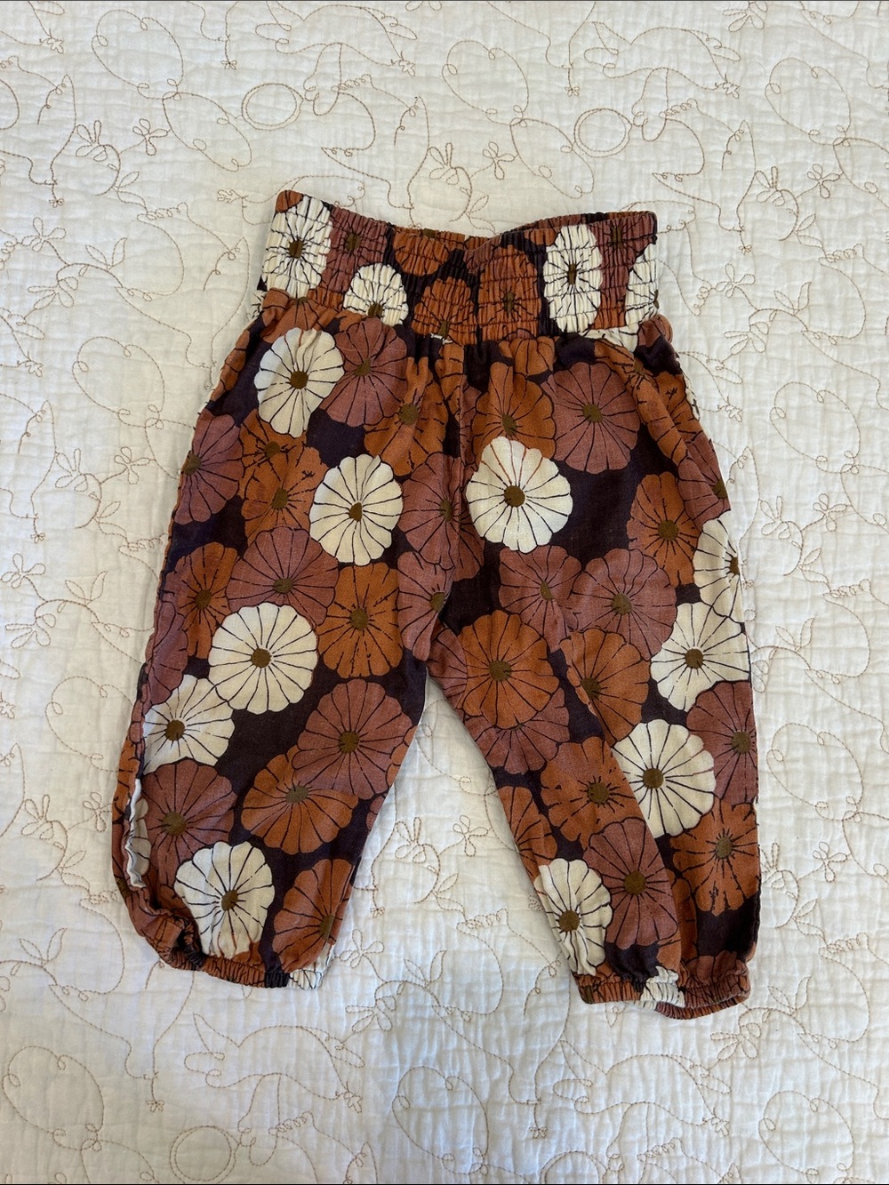 kate quinn Brown, Cream & Rust Floral Casual Kids Pants